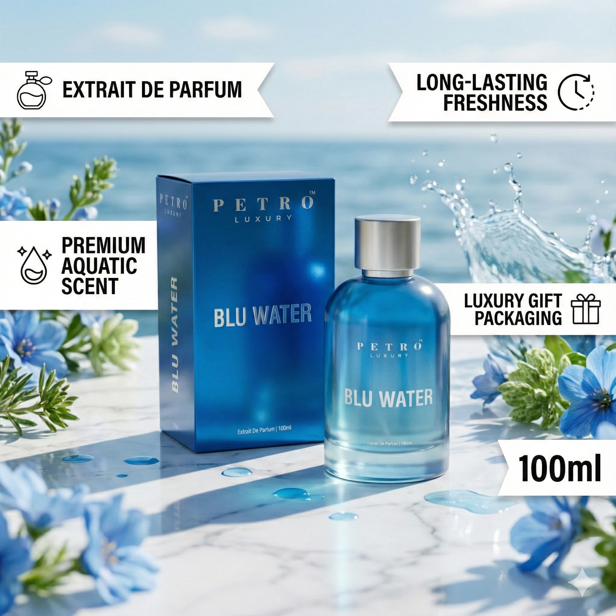 Blu Water Extrait de Parfum for Men | Premium 100ml Perfume | Inspired by Blue Water